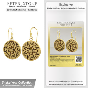 Horseshoe with Lucky Number Snake Solid Gold Earrings GER1724